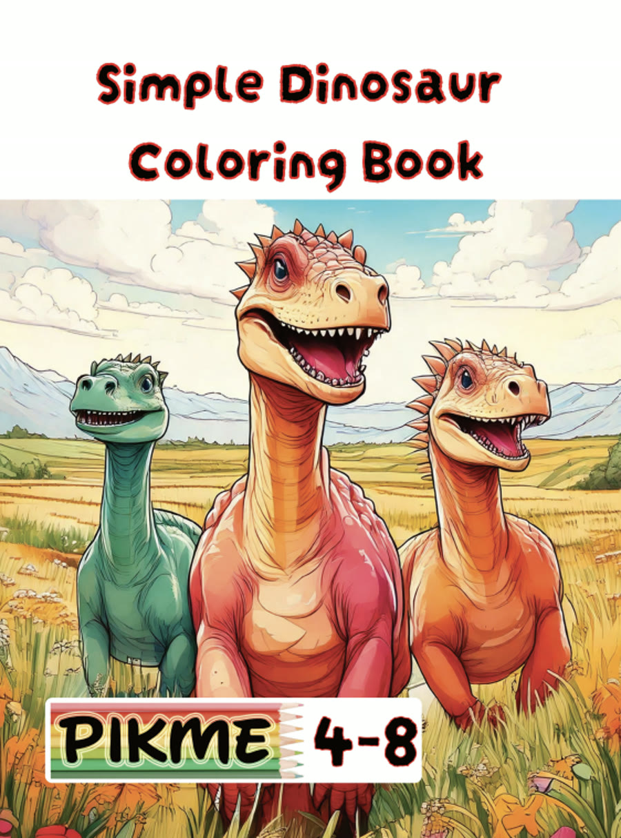 Simple Dinosaur Coloring Book cover
