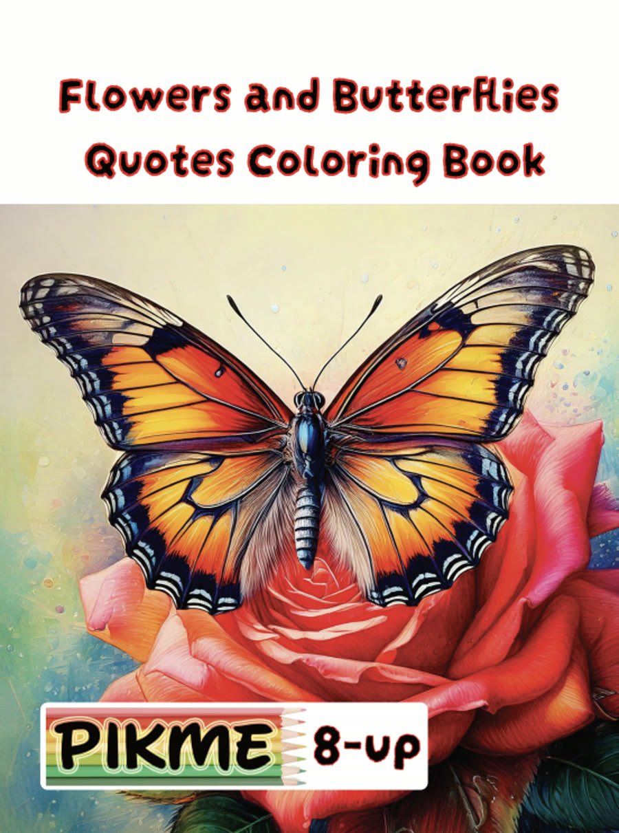 Flowers and Butterflies Quotes Coloring Book cover