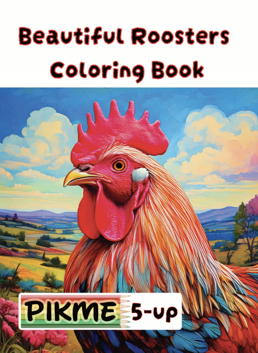 Beautiful Roosters Coloring Book cover