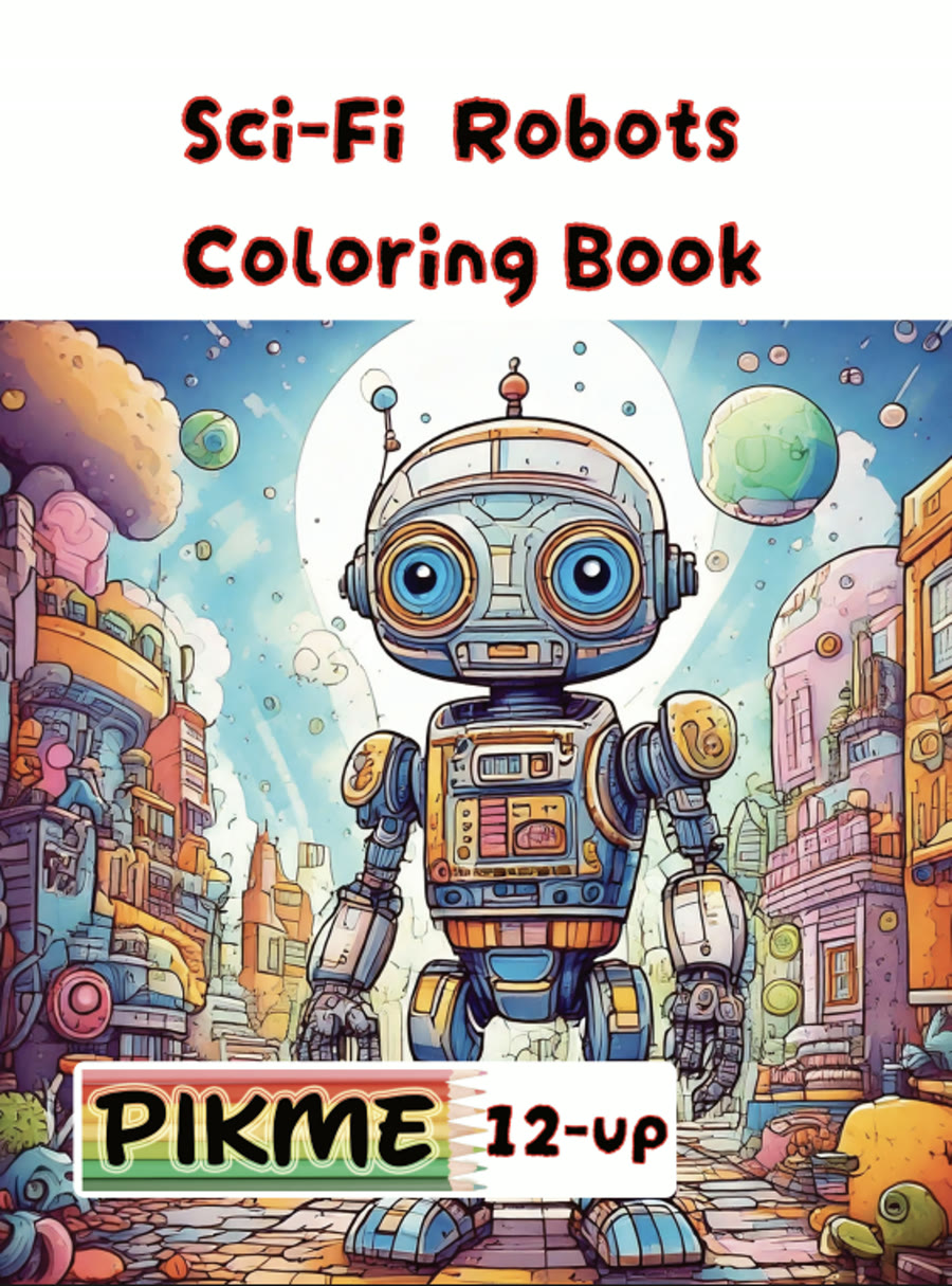 Sci-Fi Robots Coloring Book cover