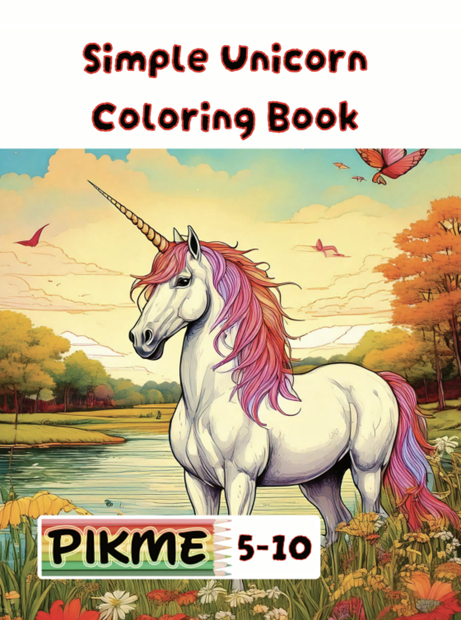 Simple Unicorn Coloring Book cover